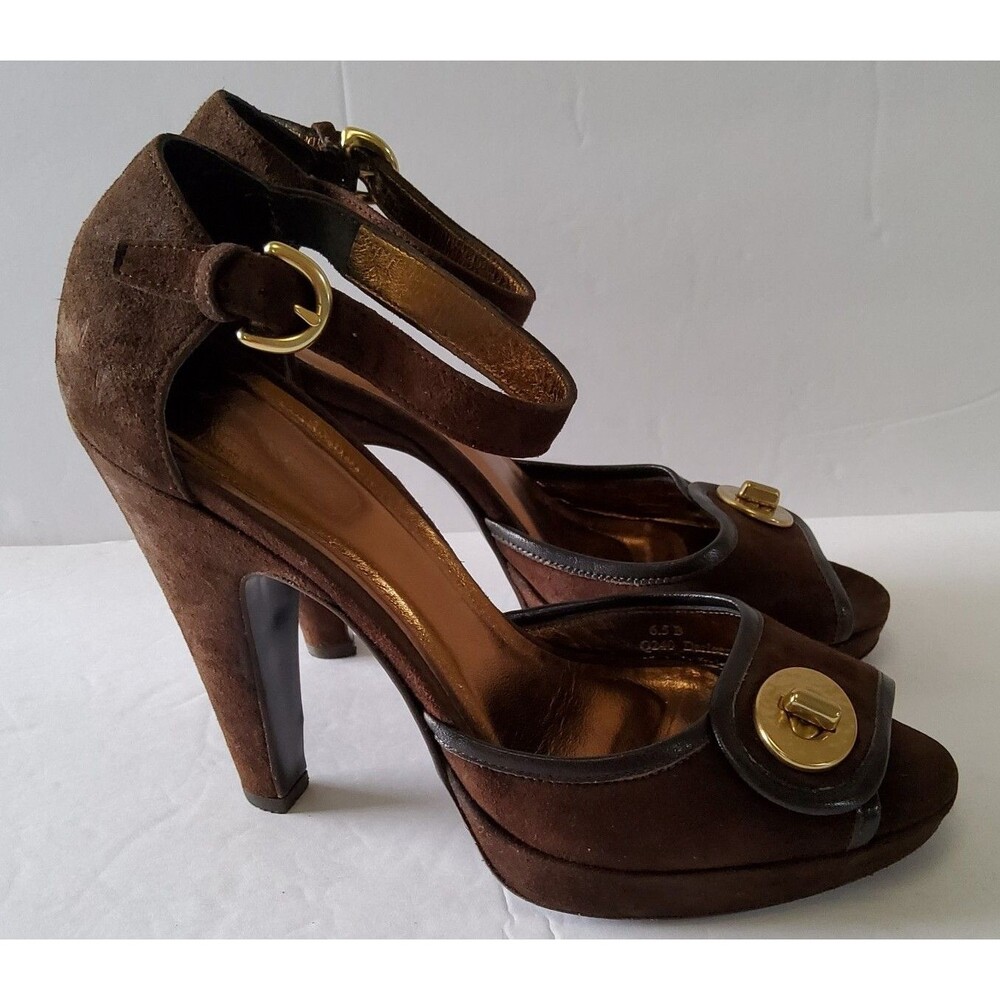 Coach Women's Darleen Suede Turnlock Buckle Ankle Strap Heels Shoes Size 6.5B - Picture 7 of 9